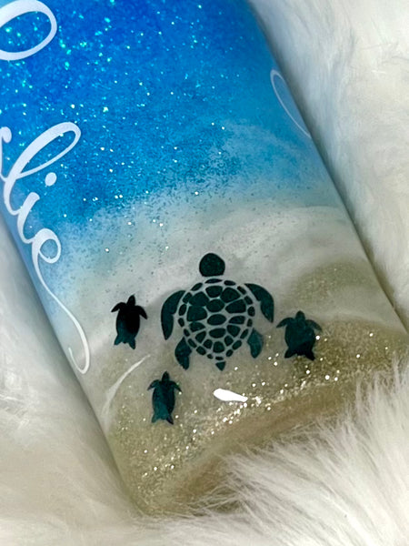Life is Amazing beach glitter tumbler