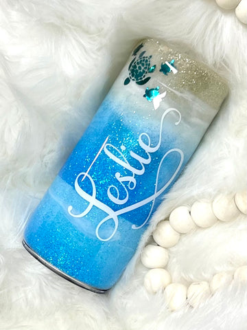 Life is Amazing beach glitter tumbler